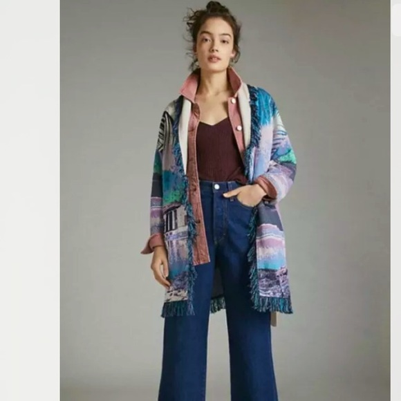 Anthropologie NWT Alvdomartins Moira Fringed Cardigan Size M. - Picture 2 of 12